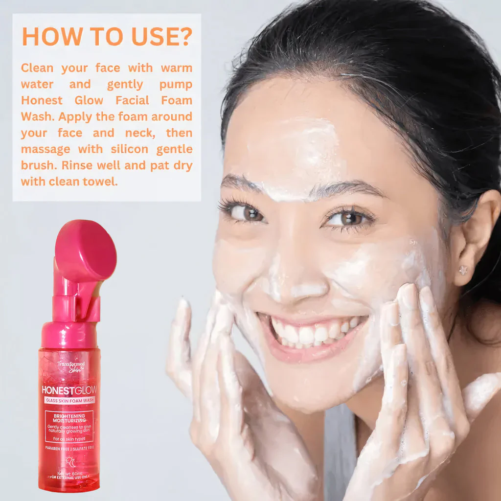 Transformed Skin Honest Glow Glass Skin Foam Wash - 60ml - Image 4