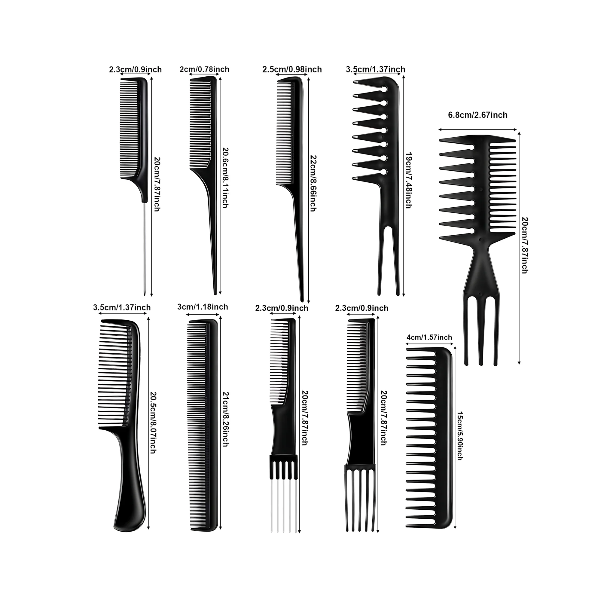 URBANMAC 10 Pc Professional Comb Kit – Durable & Versatile Hair Styling Set - Image 8