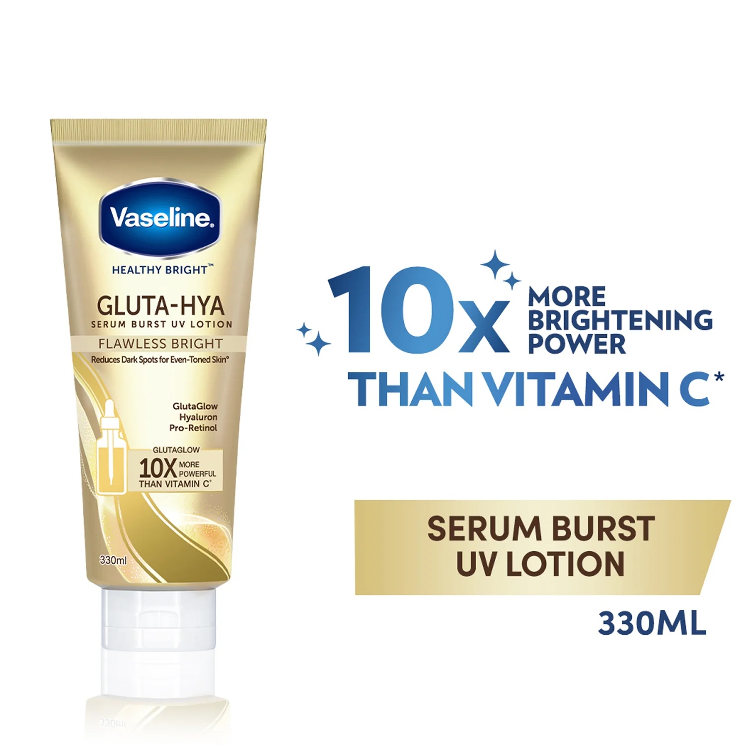Vaseline Gluta-Hya Serum Burst UV Lotion Flawless Glow - 330ml - Image 2