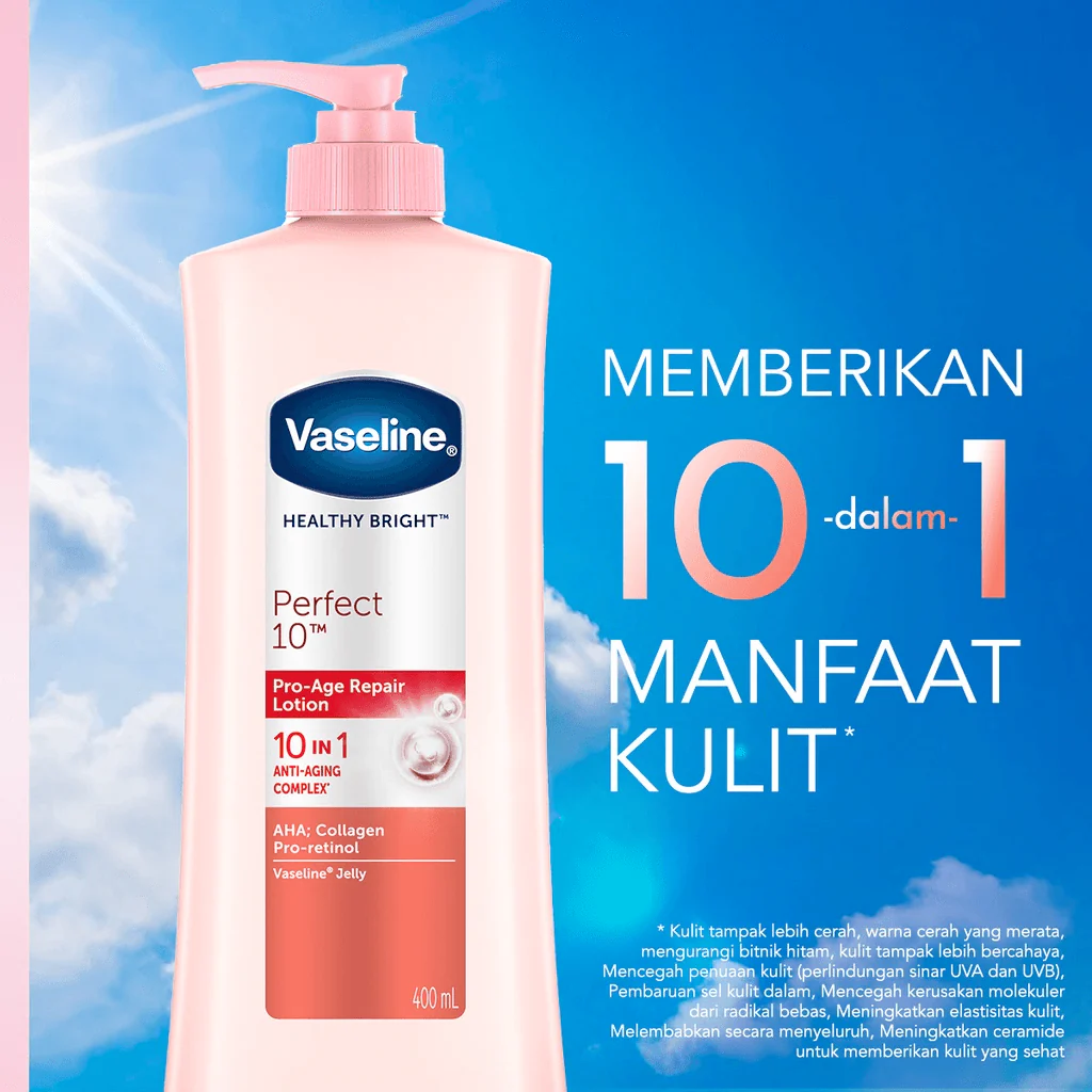 Vaseline Healthy Bright Perfect 10 Body Lotion  - 400ml (Pump) - Image 3