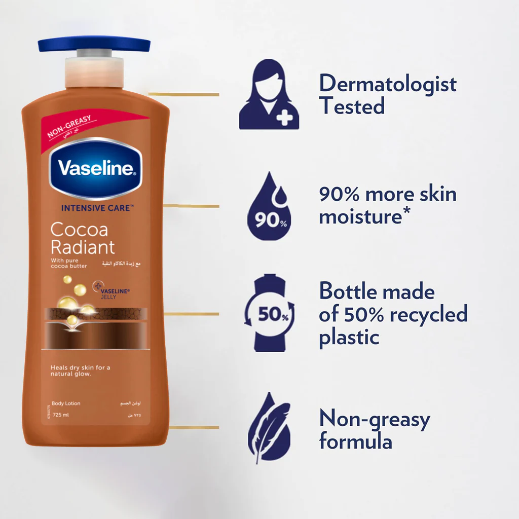 Vaseline Intensive Care Cocoa Radiant Body Lotion – 725ml - Image 4