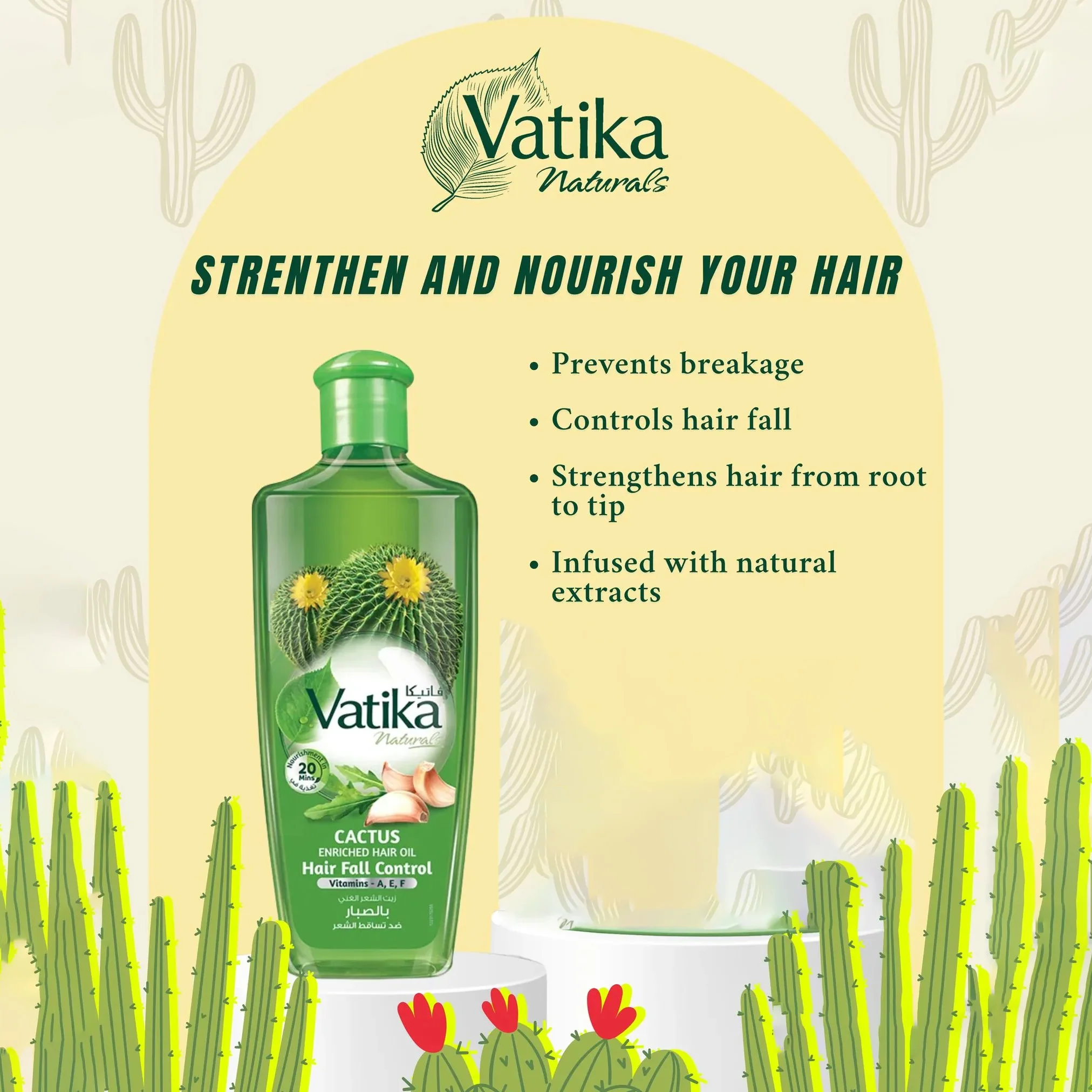 Vatika Hair Fall Control Cactus Hair Oil – 300ml - Image 4