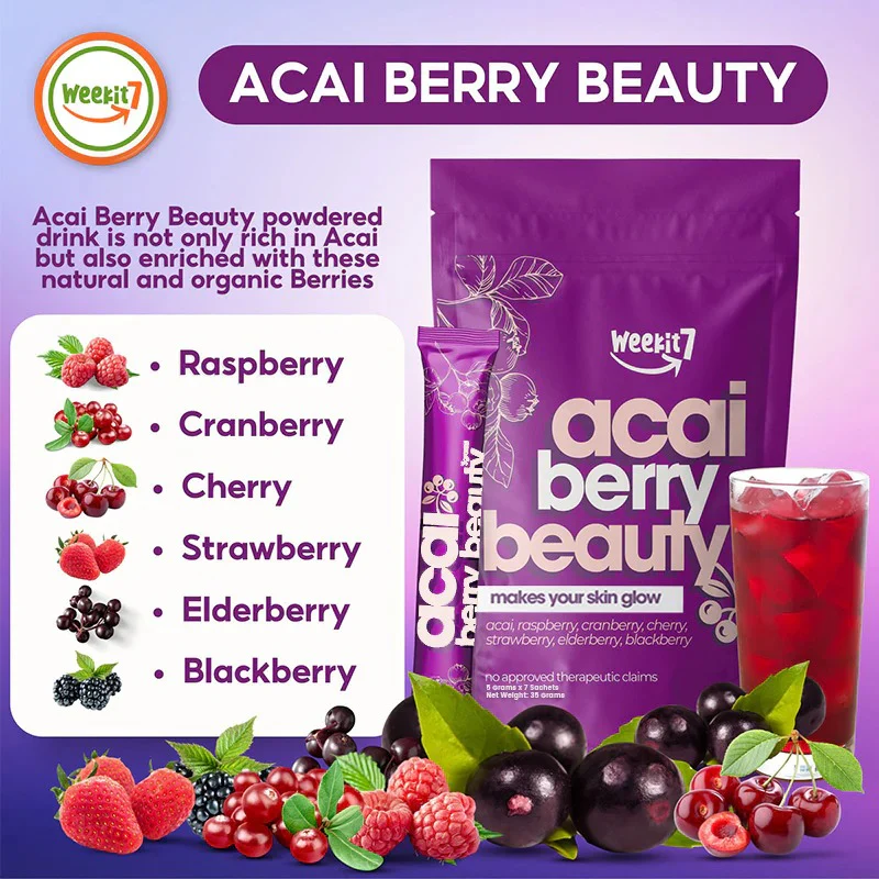 Weekit7 Acai Berry Glowing Beauty Powder - 5g x 7 Sachets - Image 9