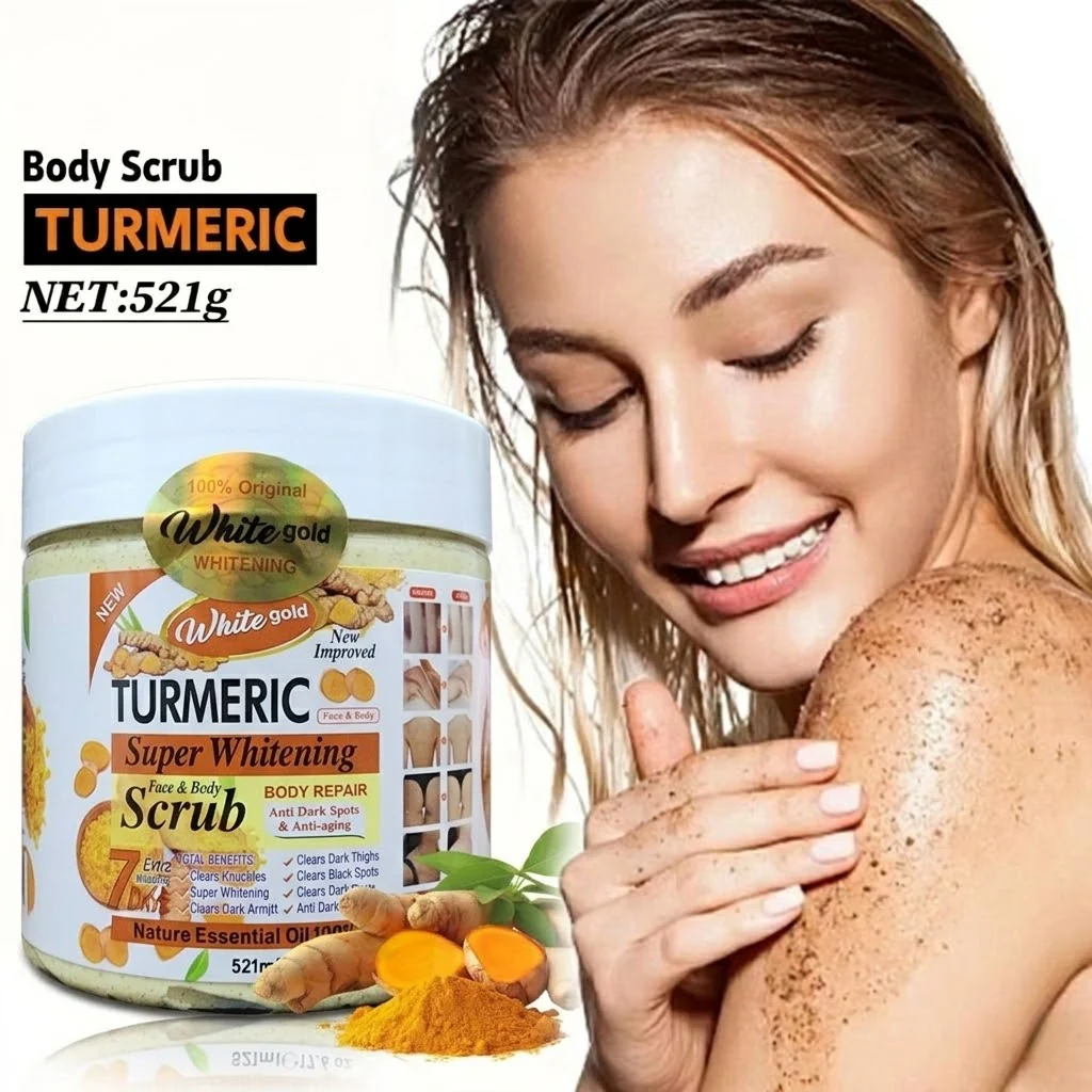 White Gold Turmeric Super Whitening Face & Body Scrub - 521 ml - Image 2