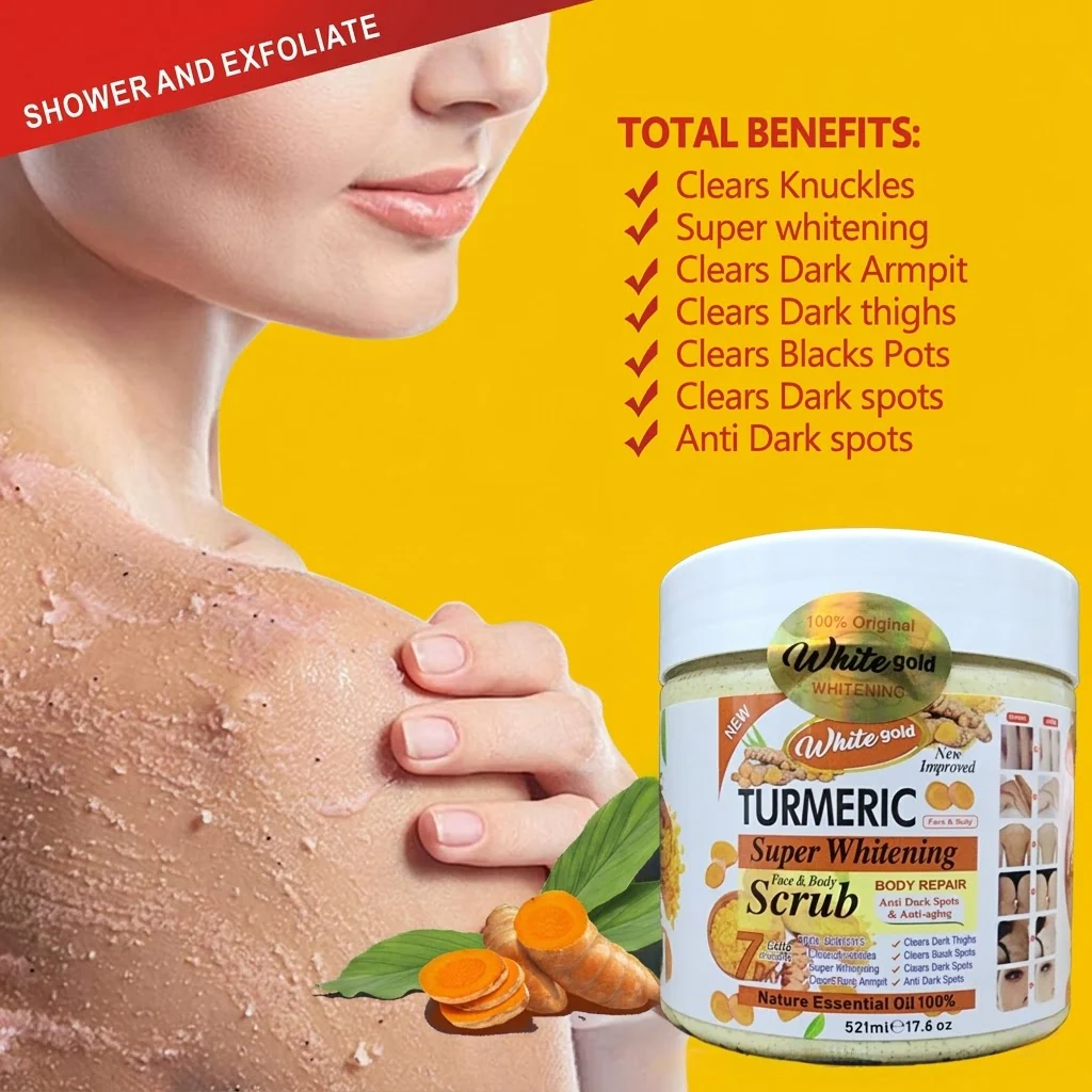 White Gold Turmeric Super Whitening Face & Body Scrub - 521 ml - Image 3