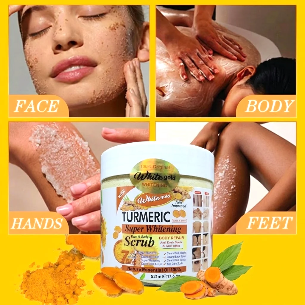 White Gold Turmeric Super Whitening Face & Body Scrub - 521 ml - Image 4