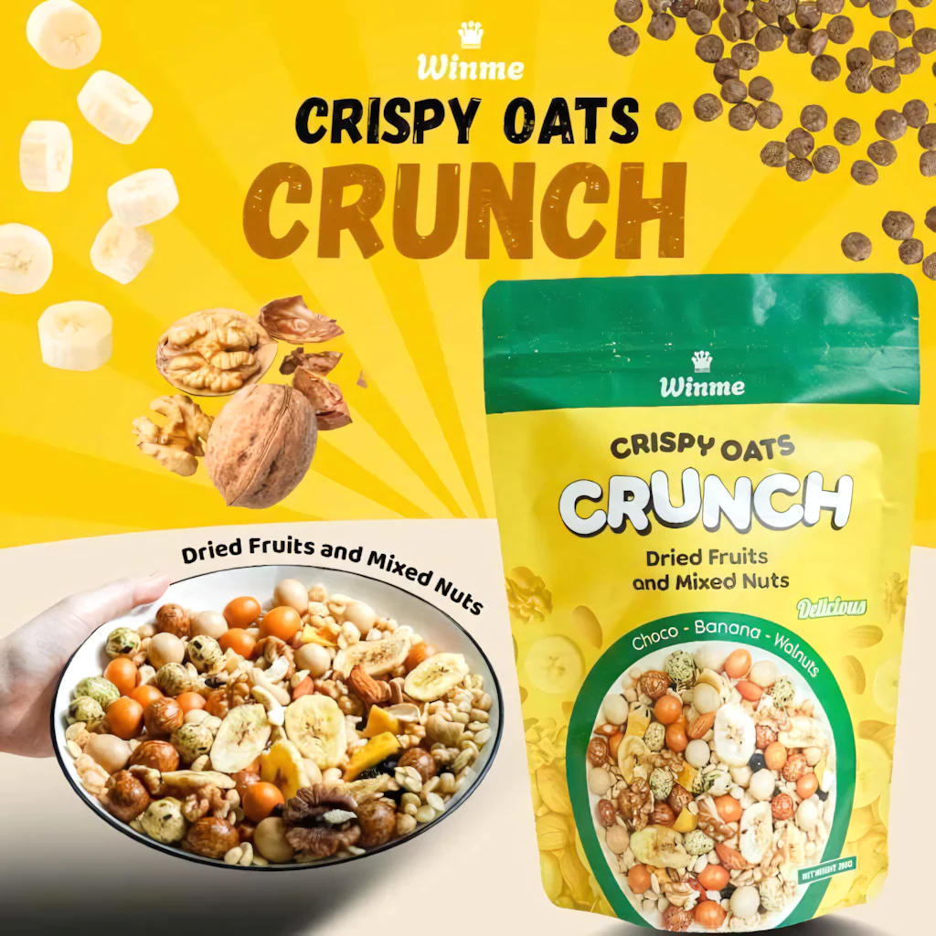 Winme Crispy Oats Crunch Cereal – Choco Banana & Walnuts (200g)