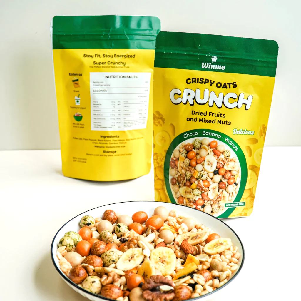 Winme Crispy Oats Crunch Cereal – Choco Banana & Walnuts (200g) - Image 9