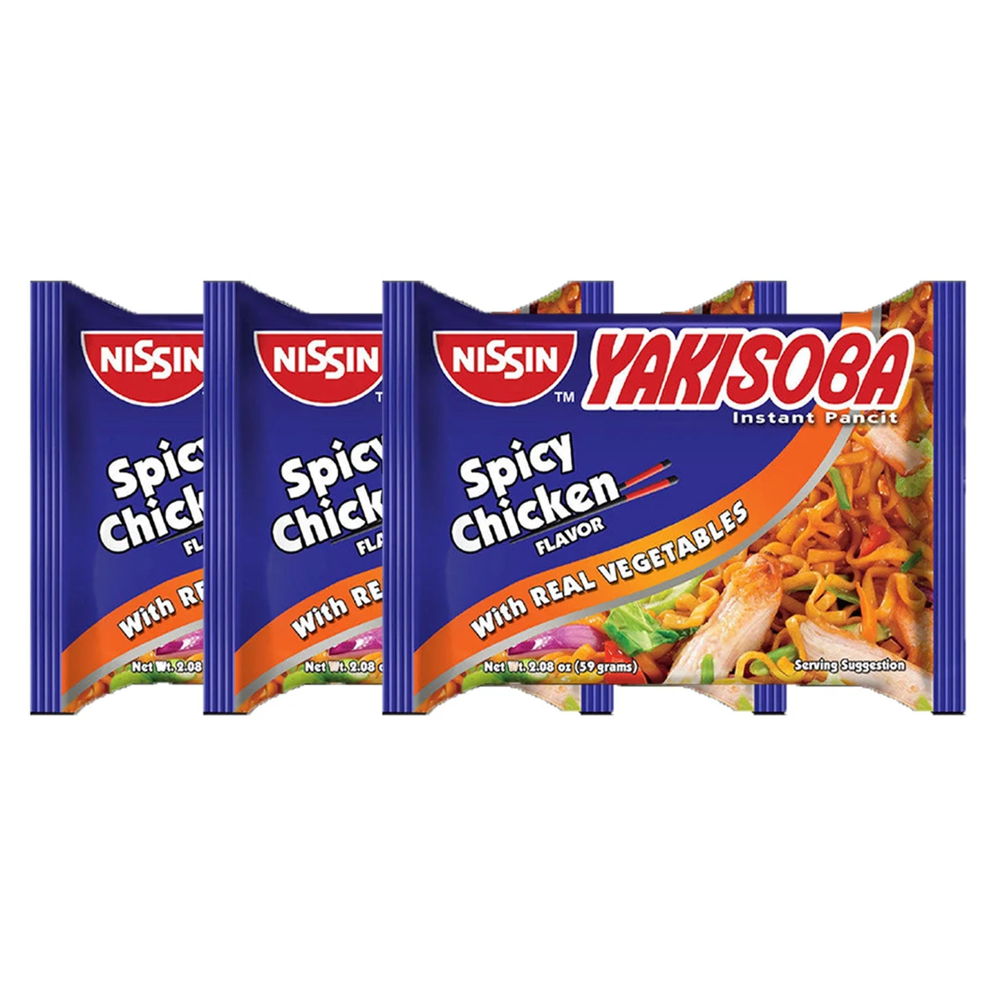 Yakisoba Instant Pancit Spicy Chicken Flavor 59g (2+1) Offer - Image 3