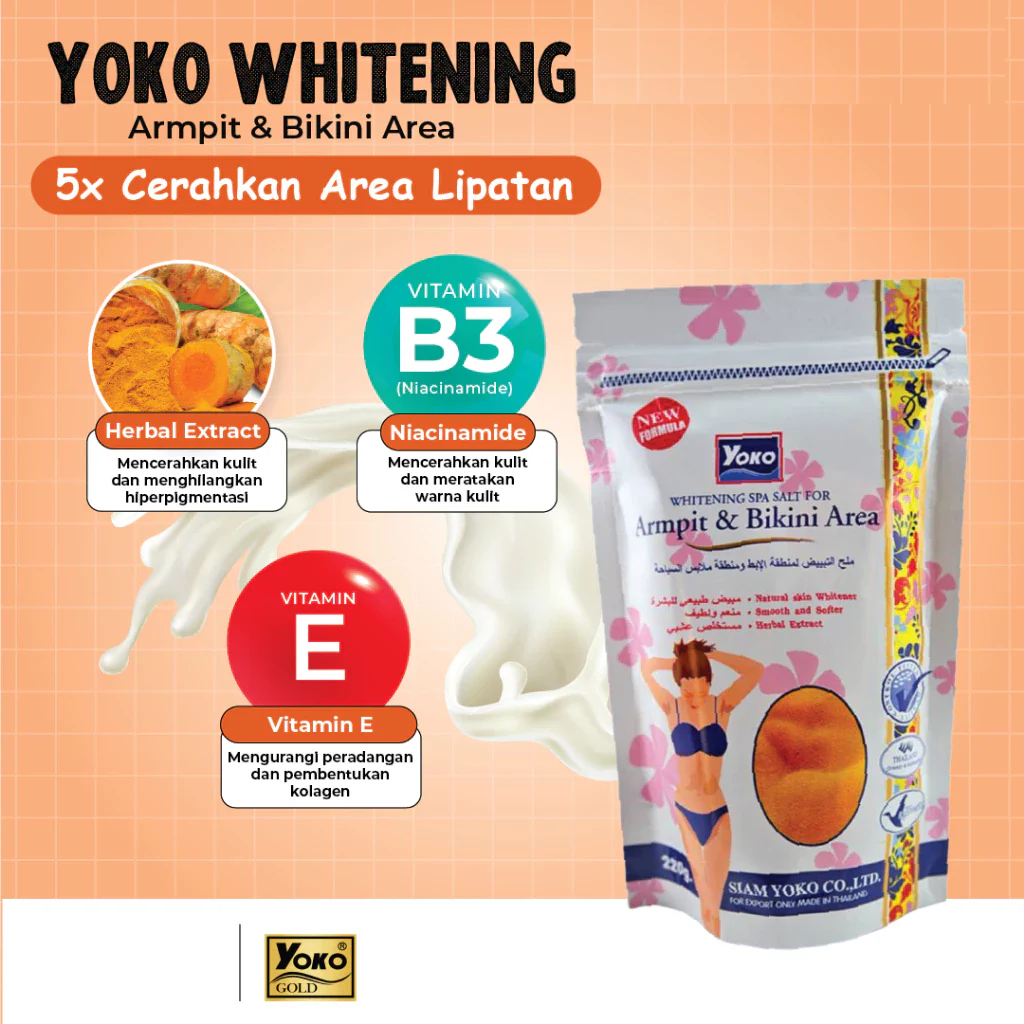 Yoko Armpit & Bikini Area Whitening Spa Salt Body Scrub - 220g - Image 3