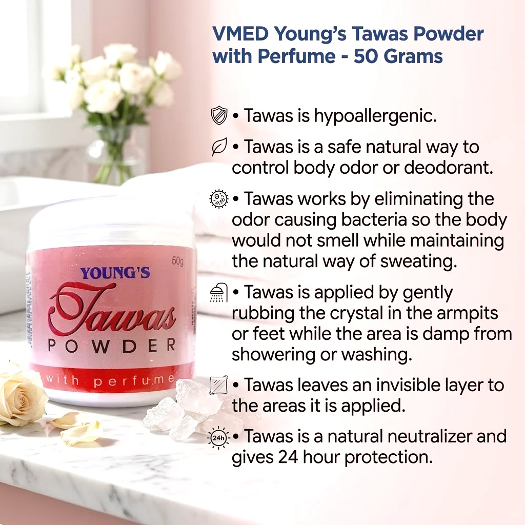 Young’s Tawas Powder with Perfume (Pink) – 50g - Image 2