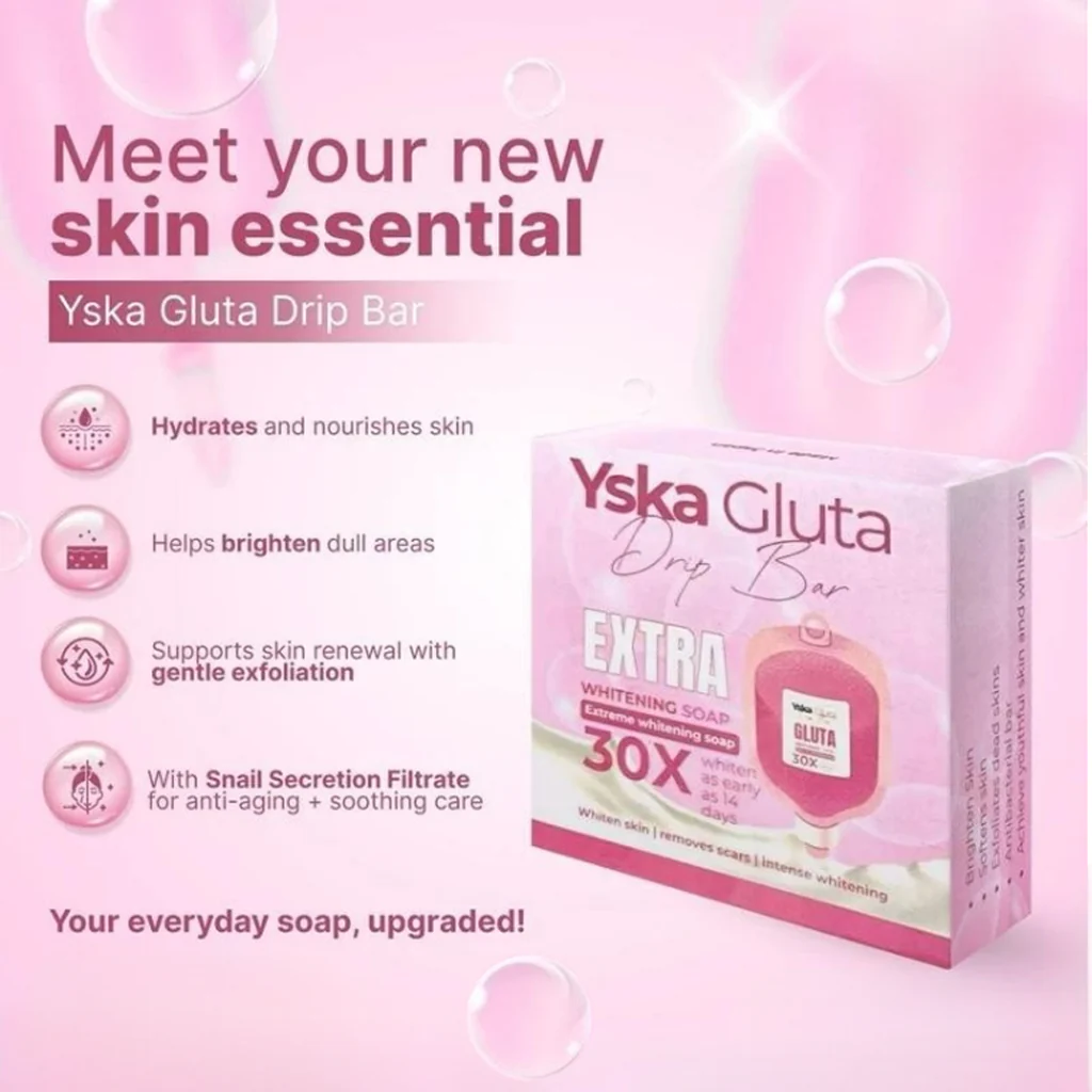 YSKA Gluta Drip Bar Extra Whitening Soap 30X – 70g - Image 5