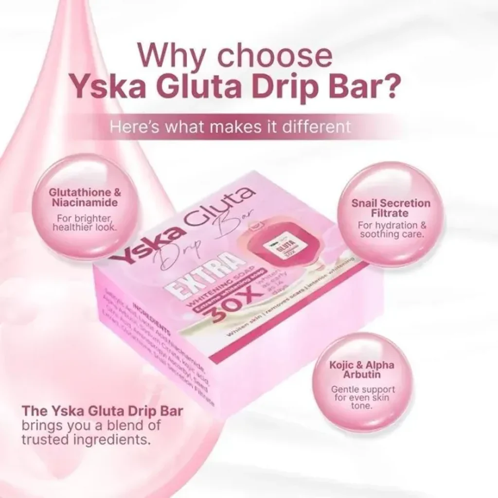 YSKA Gluta Drip Bar Extra Whitening Soap 30X – 70g - Image 6