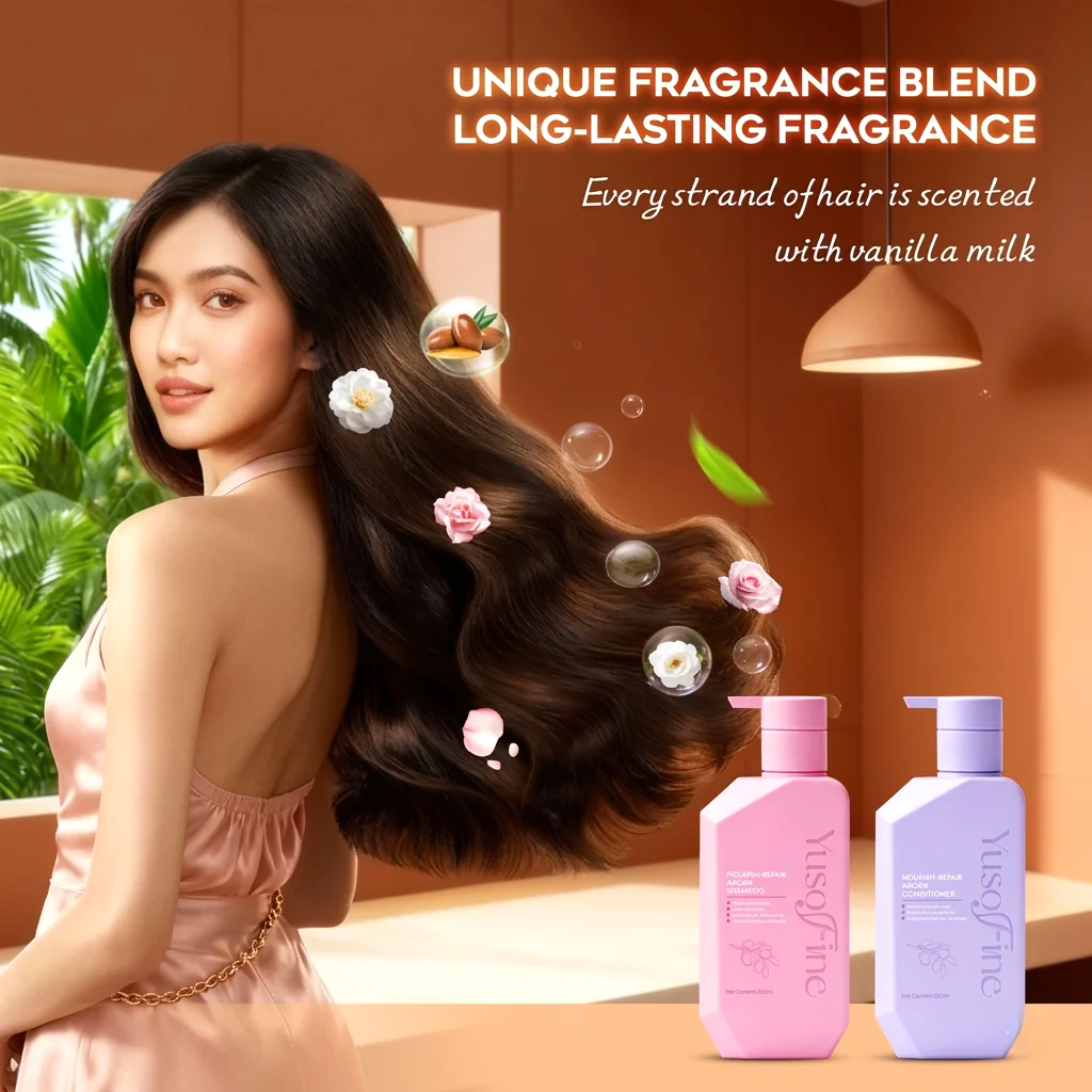 Yusofine Argan Nourish-Repair Shampoo & Conditioner Combo (300ml Each) - Image 3
